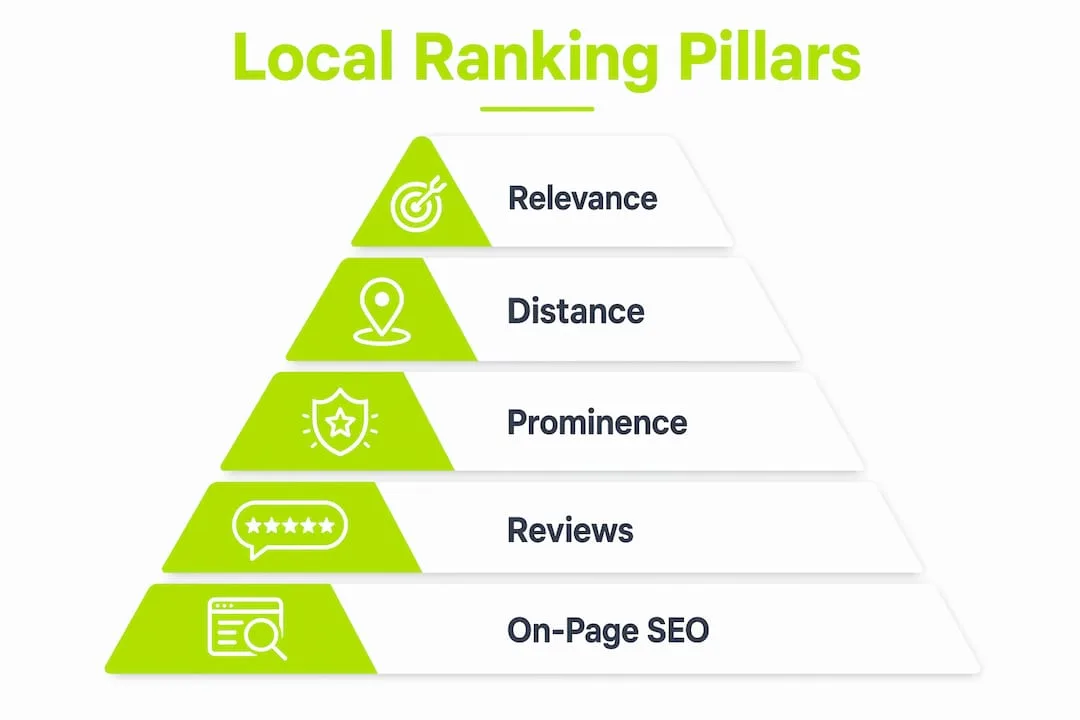 Infographic illustrating local search ranking factors