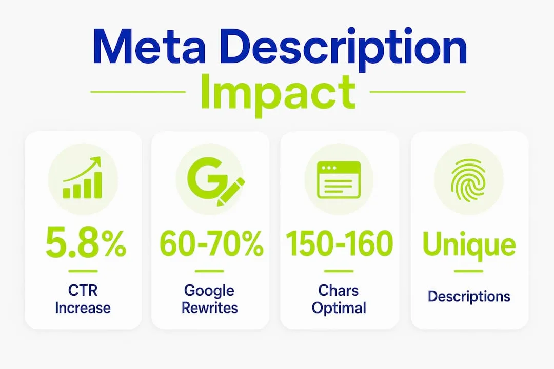 Infographic highlighting key meta description SEO statistics